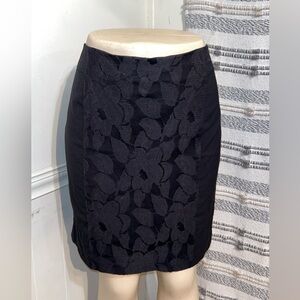 LOFT Black Floral Pencil Skirt